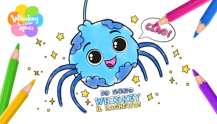 Disegno da colorare di Whiskey il ragnetto che si presenta