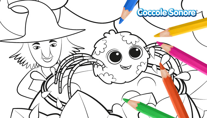 Disegno da colorare di Whiskey il ragnetto e la strega